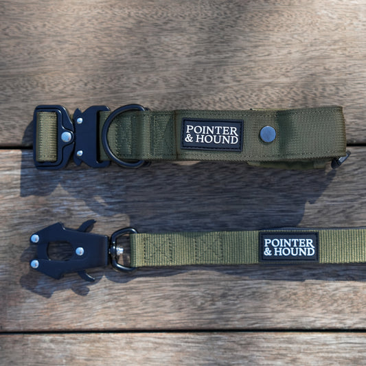 Tactical Collar + Leash Combo - Army Green