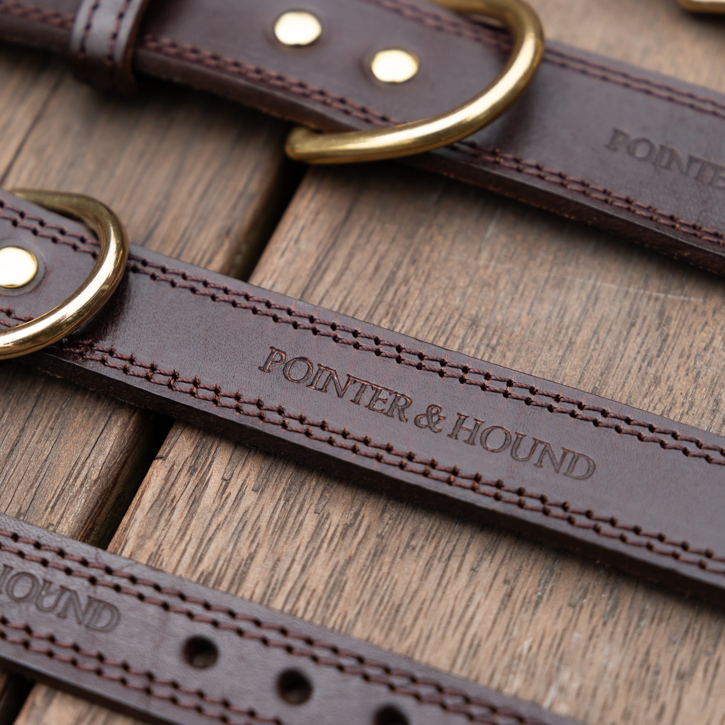 Luxe Leather Collar & Leash set - Rich Brown