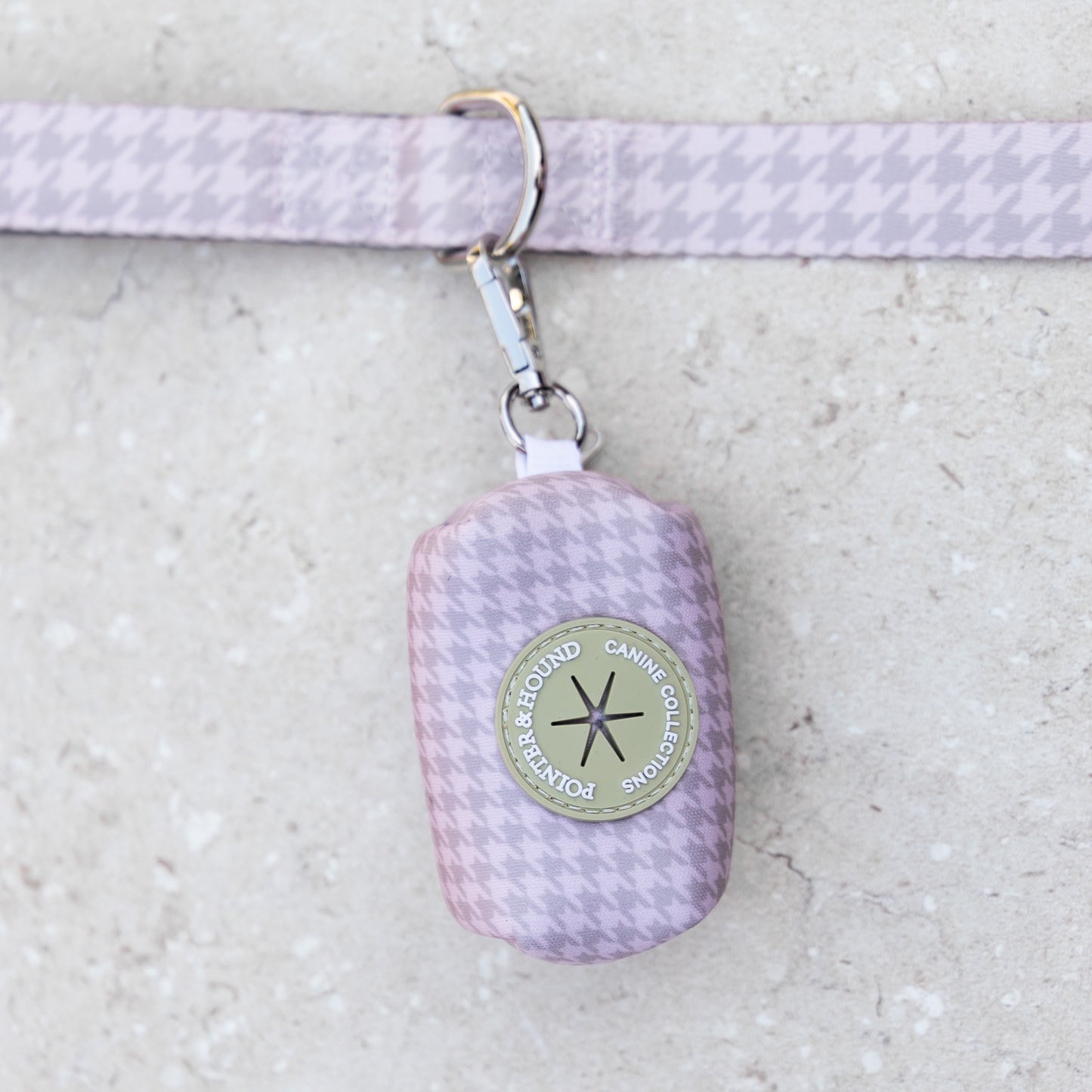 Poop Bag Holder - Lilac Houndstooth