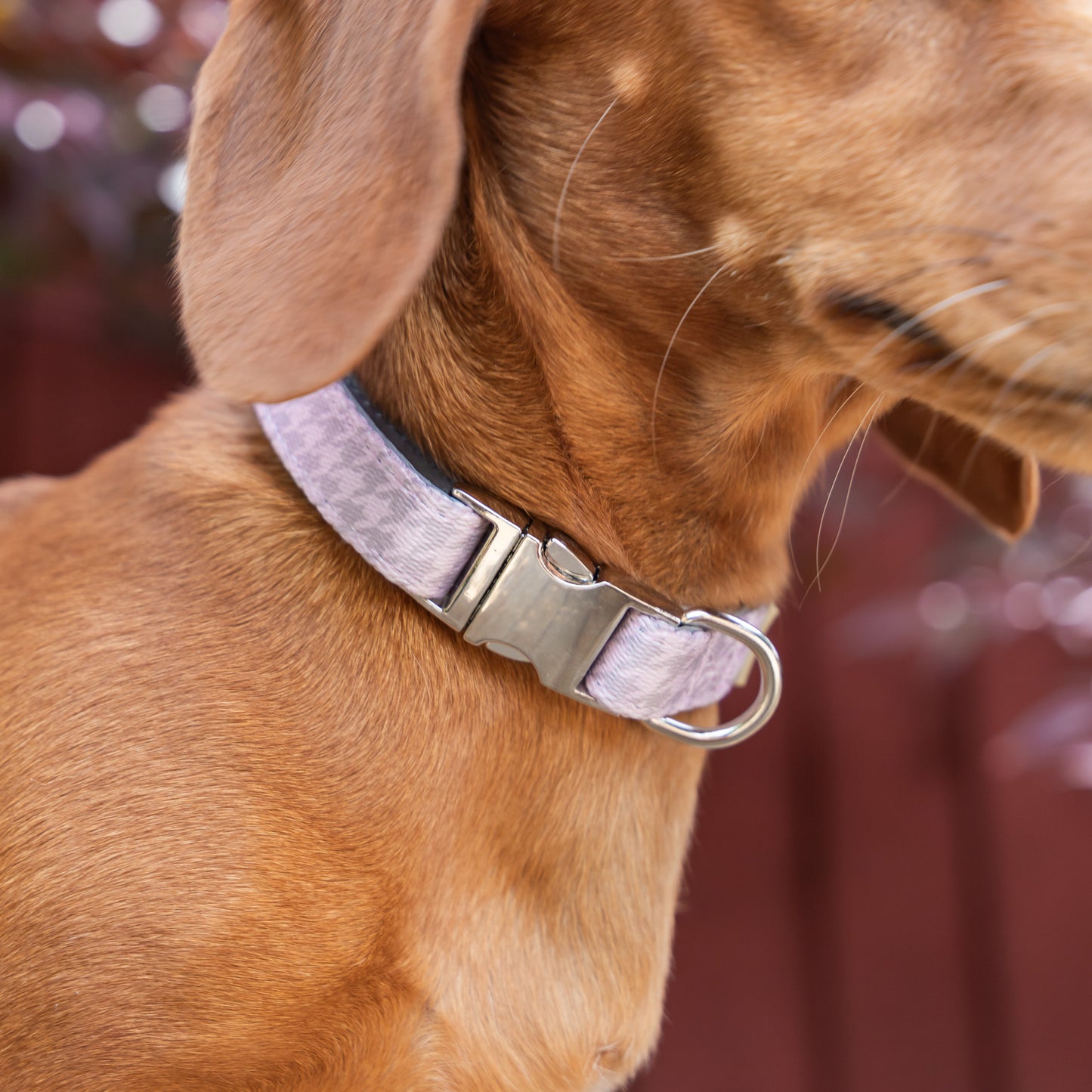 Fabric Collar - Lilac Houndstooth